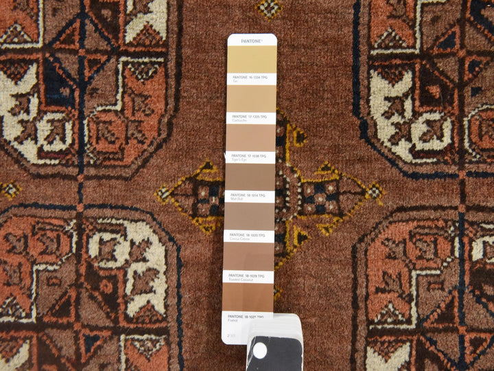 3'9" x 6'9" Vintage Hand Knotted Brown Wool Rectangle Oriental Rug - MOA10278622