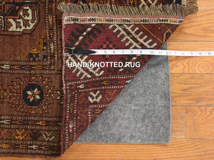 3'9" x 6'9" Vintage Hand Knotted Brown Wool Rectangle Oriental Rug - MOA10278622