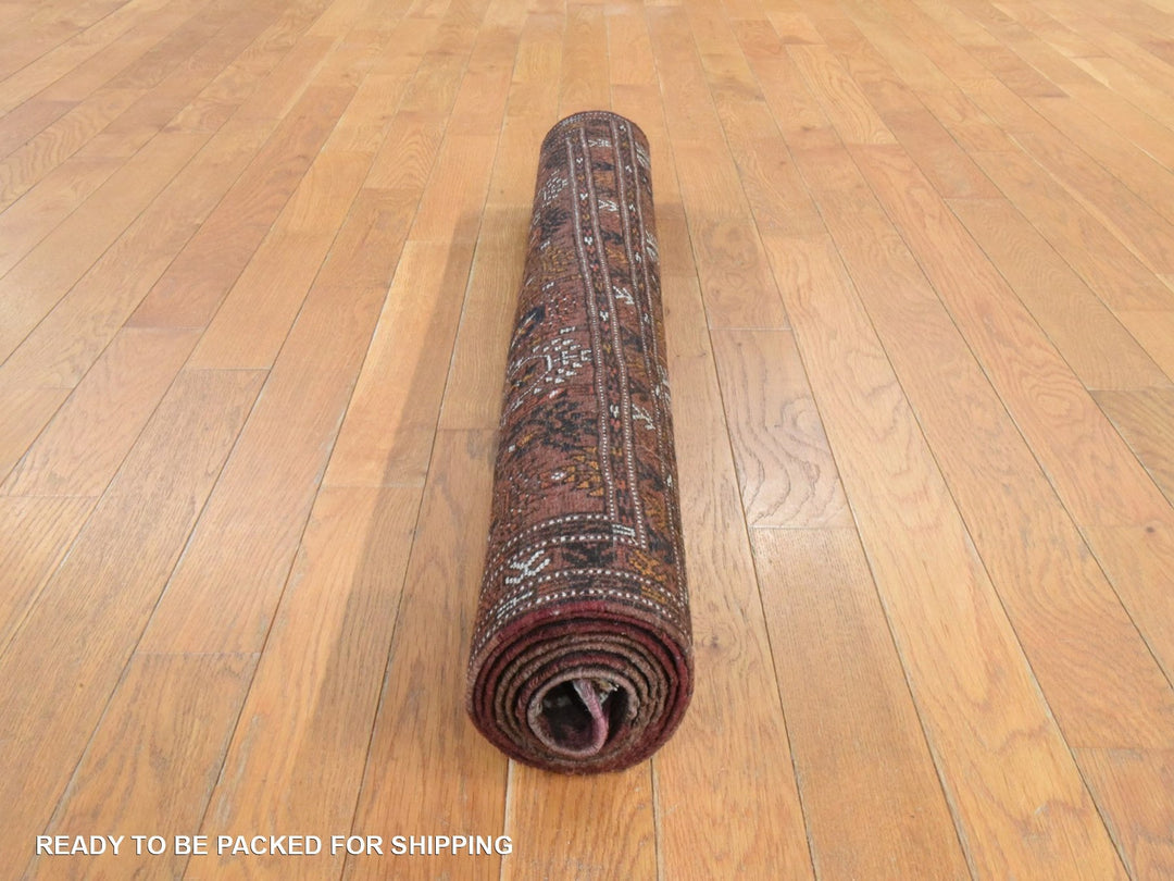 3'9" x 6'9" Vintage Hand Knotted Brown Wool Rectangle Oriental Rug - MOA10278622