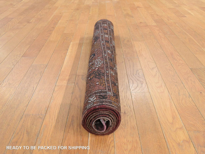3'9" x 6'9" Vintage Hand Knotted Brown Wool Rectangle Oriental Rug - MOA10278622