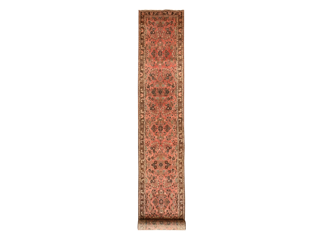 2'9" x 24'2" Vintage Hand Knotted Red Wool Runner Oriental Rug - MOA10278623