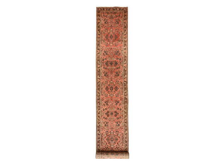 2'9" x 24'2" Vintage Hand Knotted Red Wool Runner Oriental Rug - MOA10278623