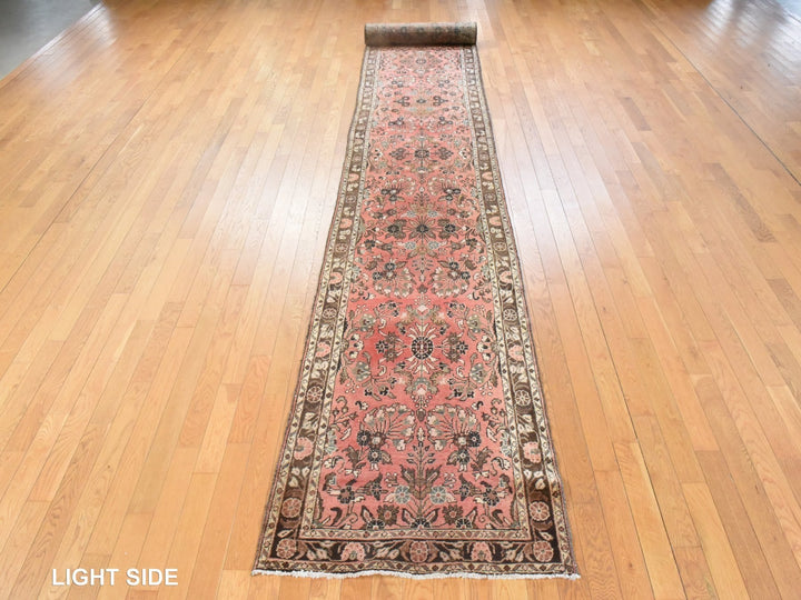 2'9" x 24'2" Vintage Hand Knotted Red Wool Runner Oriental Rug - MOA10278623