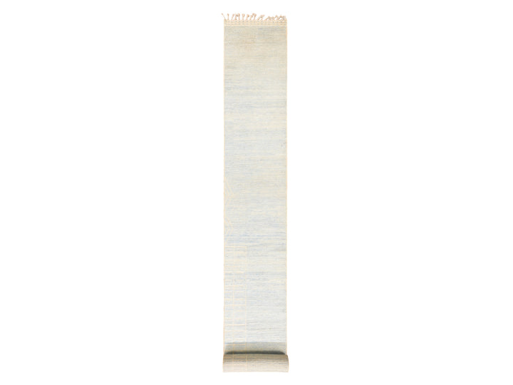 2'4" x 24'5" New Hand Knotted Ivory Wool Runner Oriental Rug - MOA10278624