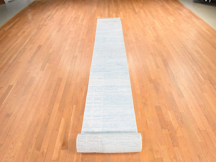 2'4" x 24'5" New Hand Knotted Ivory Wool Runner Oriental Rug - MOA10278624