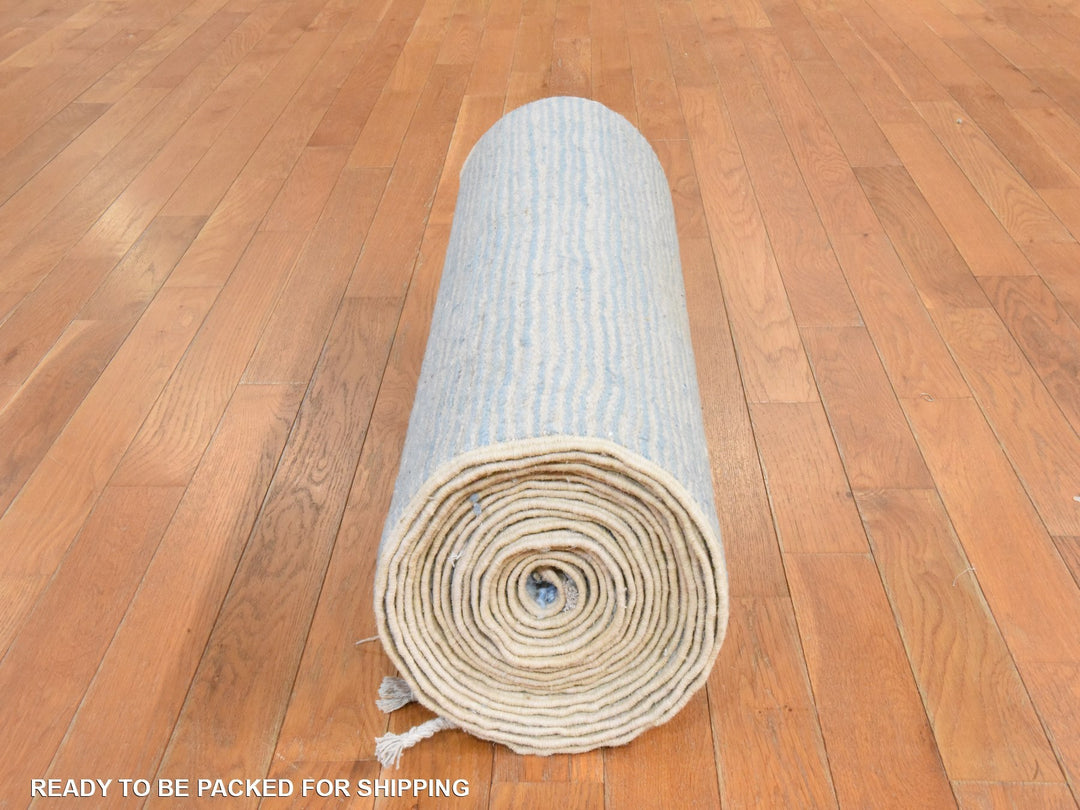 2'4" x 24'5" New Hand Knotted Ivory Wool Runner Oriental Rug - MOA10278624