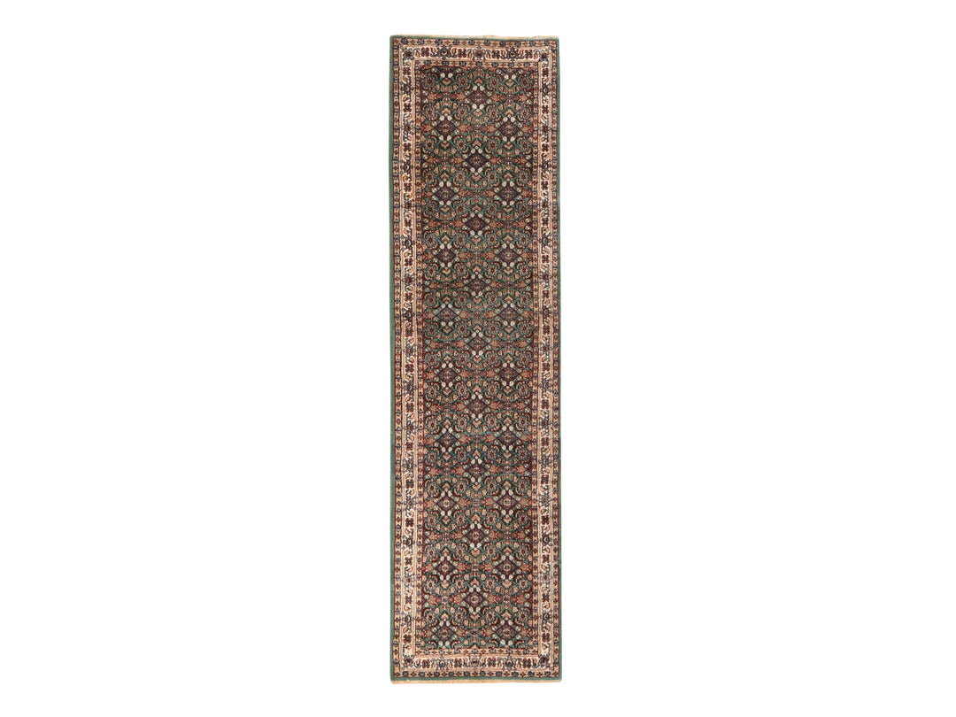 2'5" x 9'6" Vintage Hand Knotted Green Wool Runner Oriental Rug - MOA10278625