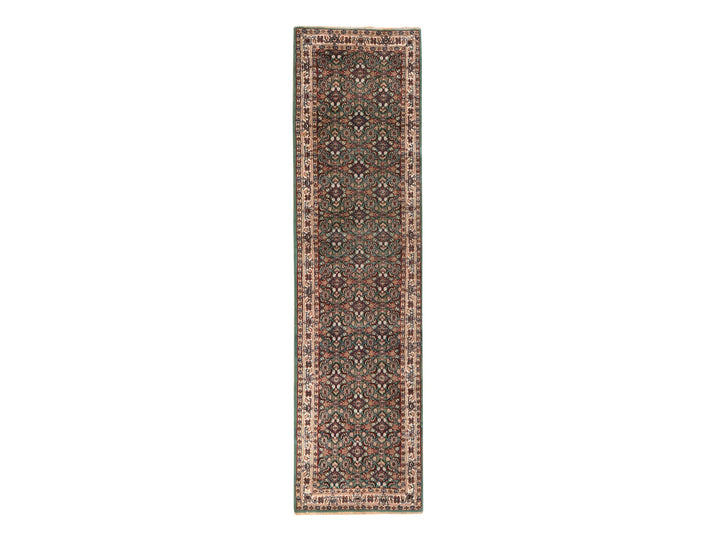 2'5" x 9'6" Vintage Hand Knotted Green Wool Runner Oriental Rug - MOA10278625