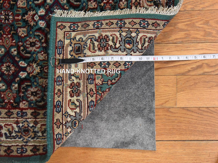 2'5" x 9'6" Vintage Hand Knotted Green Wool Runner Oriental Rug - MOA10278625