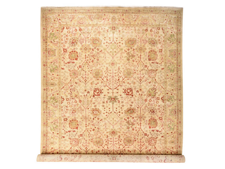 12'1" x 19'1" Vintage Hand Knotted Ivory Wool Rectangle Oriental Rug - MOA10278626