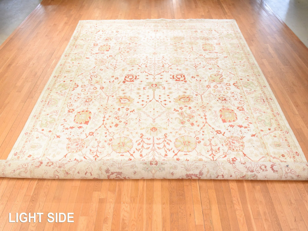 12'1" x 19'1" Vintage Hand Knotted Ivory Wool Rectangle Oriental Rug - MOA10278626