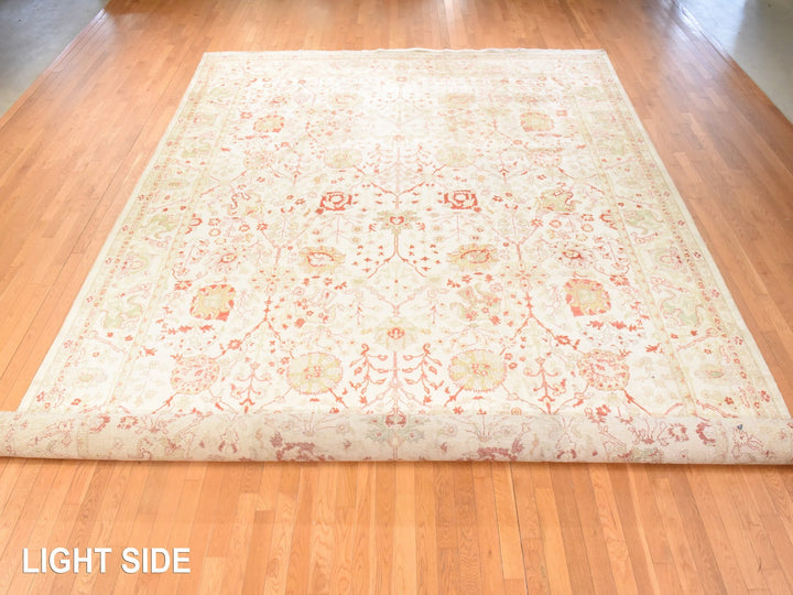 12'1" x 19'1" Vintage Hand Knotted Ivory Wool Rectangle Oriental Rug - MOA10278626