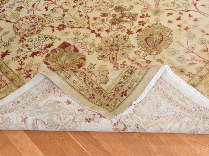 12'1" x 19'1" Vintage Hand Knotted Ivory Wool Rectangle Oriental Rug - MOA10278626