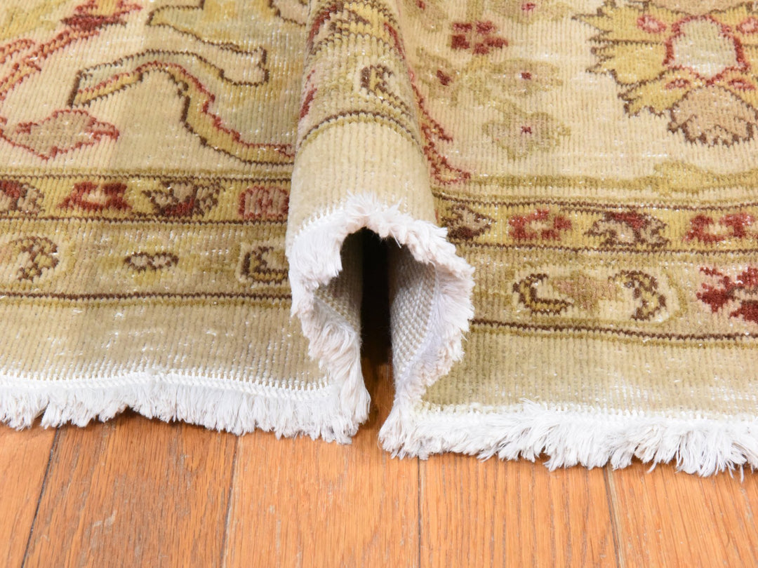 12'1" x 19'1" Vintage Hand Knotted Ivory Wool Rectangle Oriental Rug - MOA10278626