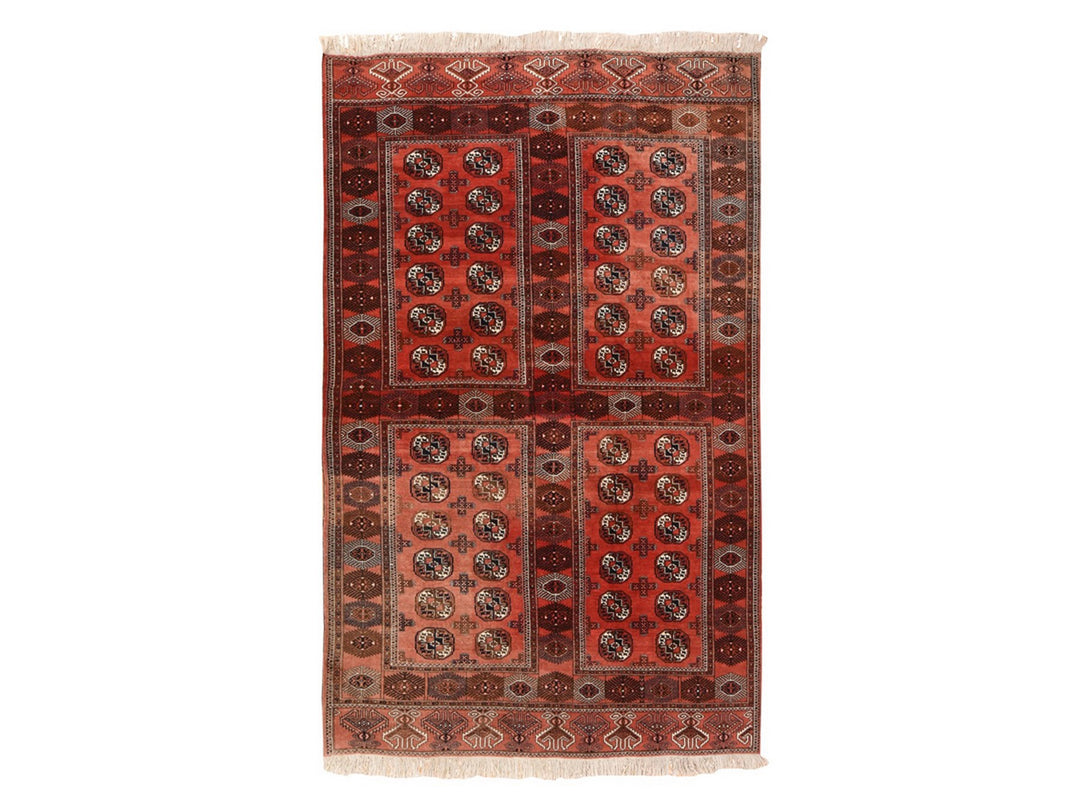 6'3" x 10'3" Vintage Hand Knotted Red Wool Rectangle Oriental Rug - MOA10278628