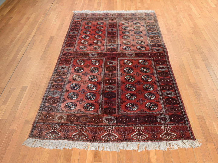 6'3" x 10'3" Vintage Hand Knotted Red Wool Rectangle Oriental Rug - MOA10278628