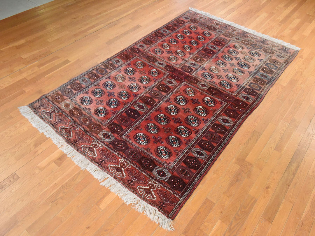 6'3" x 10'3" Vintage Hand Knotted Red Wool Rectangle Oriental Rug - MOA10278628