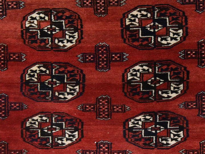 6'3" x 10'3" Vintage Hand Knotted Red Wool Rectangle Oriental Rug - MOA10278628