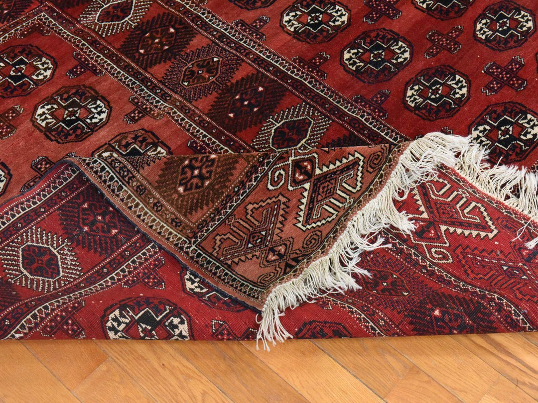 6'3" x 10'3" Vintage Hand Knotted Red Wool Rectangle Oriental Rug - MOA10278628