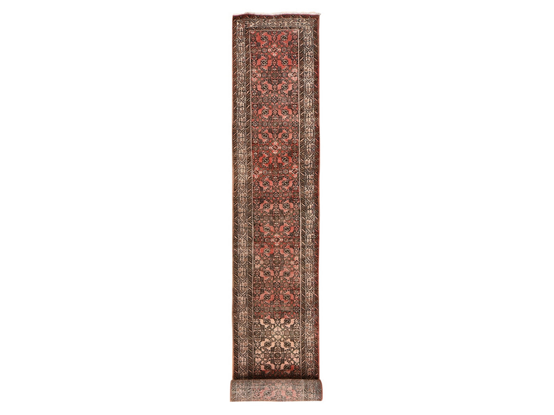 2'9" x 23'6" Vintage Hand Knotted Red Wool Rectangle Oriental Rug - MOA10278629
