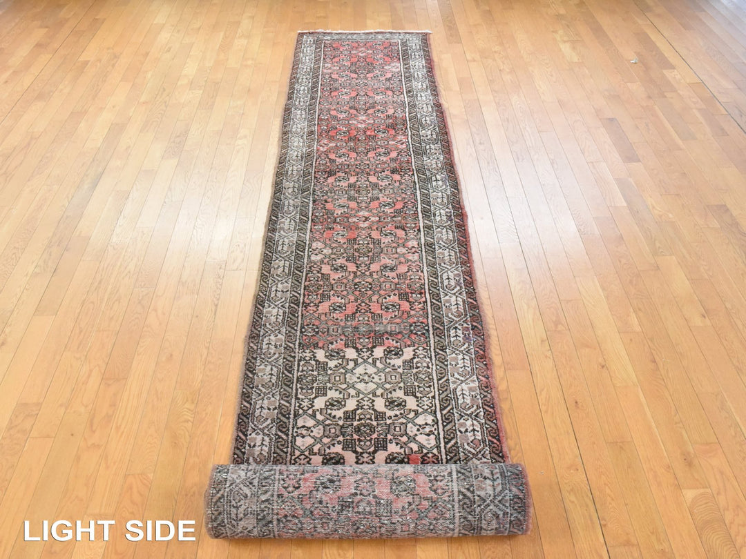 2'9" x 23'6" Vintage Hand Knotted Red Wool Rectangle Oriental Rug - MOA10278629