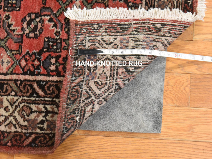 2'9" x 23'6" Vintage Hand Knotted Red Wool Rectangle Oriental Rug - MOA10278629