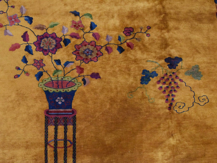 9'10" x 13'5" Vintage Hand Knotted Yellow Wool Rectangle Oriental Rug - MOA10278630