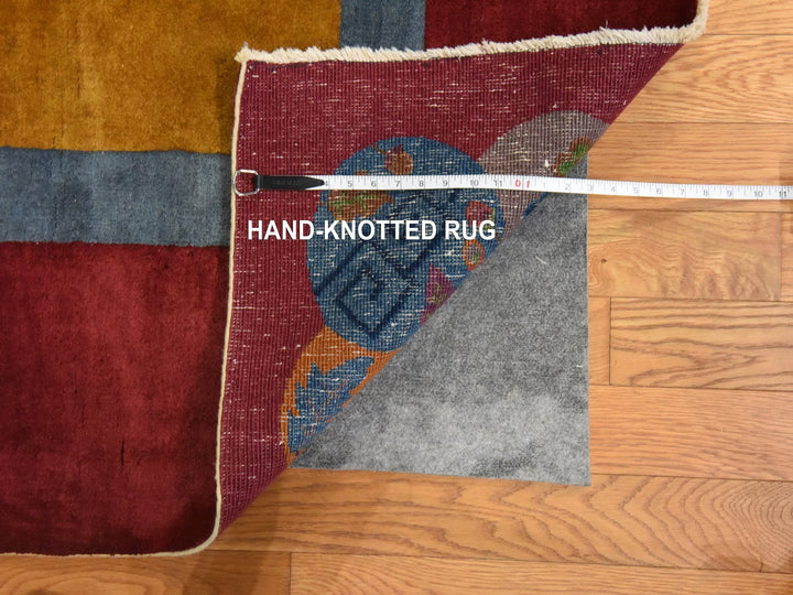 9'10" x 13'5" Vintage Hand Knotted Yellow Wool Rectangle Oriental Rug - MOA10278630