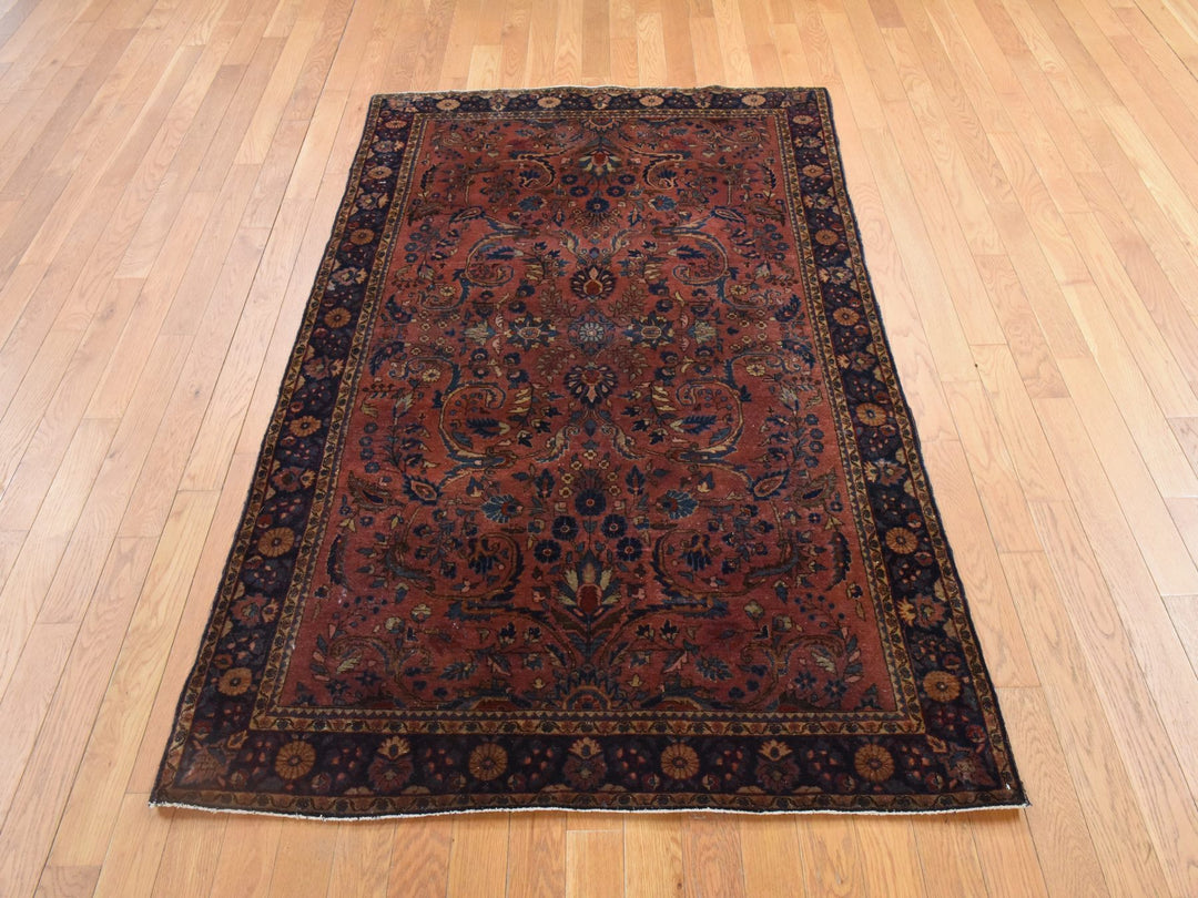 4'3" x 6'4" Vintage Hand Knotted Brown Wool Rectangle Oriental Rug - MOA10278633