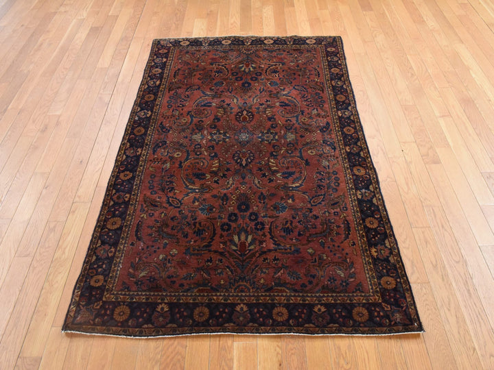 4'3" x 6'4" Vintage Hand Knotted Brown Wool Rectangle Oriental Rug - MOA10278633