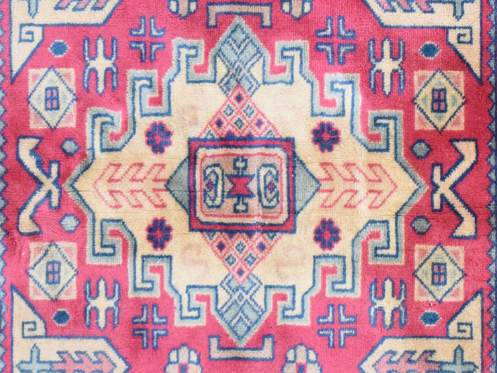 3'10" x 6'0" Vintage Hand Knotted Pink Wool Rectangle Oriental Rug - MOA10278634