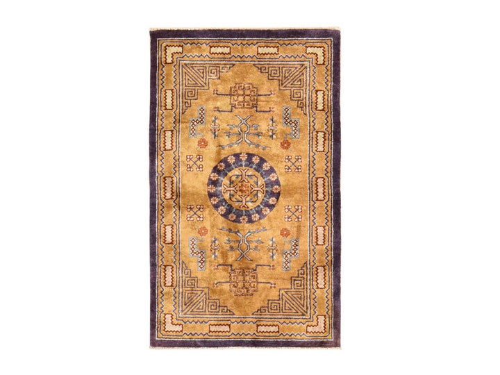 3'0" x 5'0" Vintage Hand Knotted Yellow Wool Rectangle Oriental Rug - MOA10278635