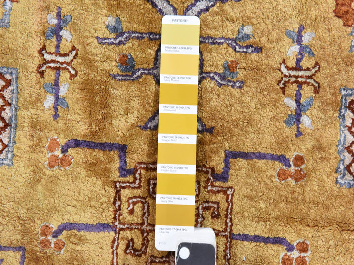 3'0" x 5'0" Vintage Hand Knotted Yellow Wool Rectangle Oriental Rug - MOA10278635