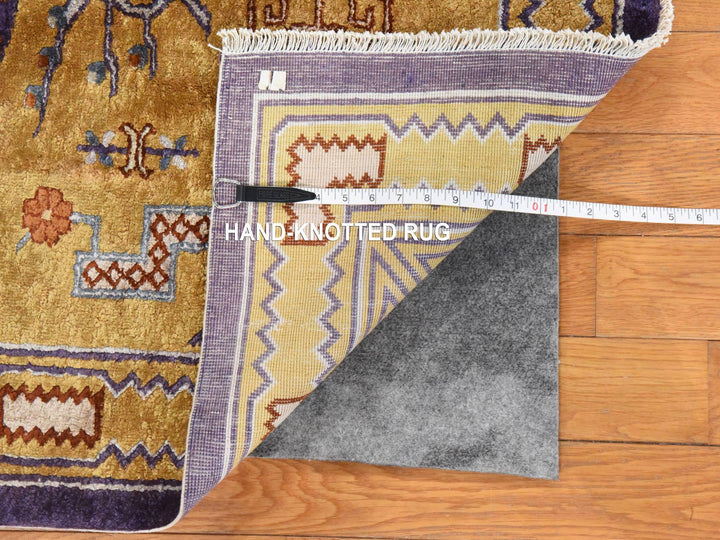 3'0" x 5'0" Vintage Hand Knotted Yellow Wool Rectangle Oriental Rug - MOA10278635
