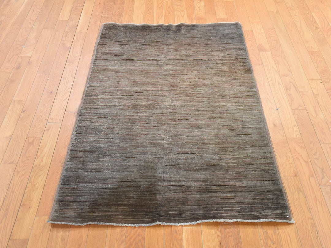 3'2" x 5'1" Vintage Hand Knotted Brown Wool Rectangle Oriental Rug - MOA10278636