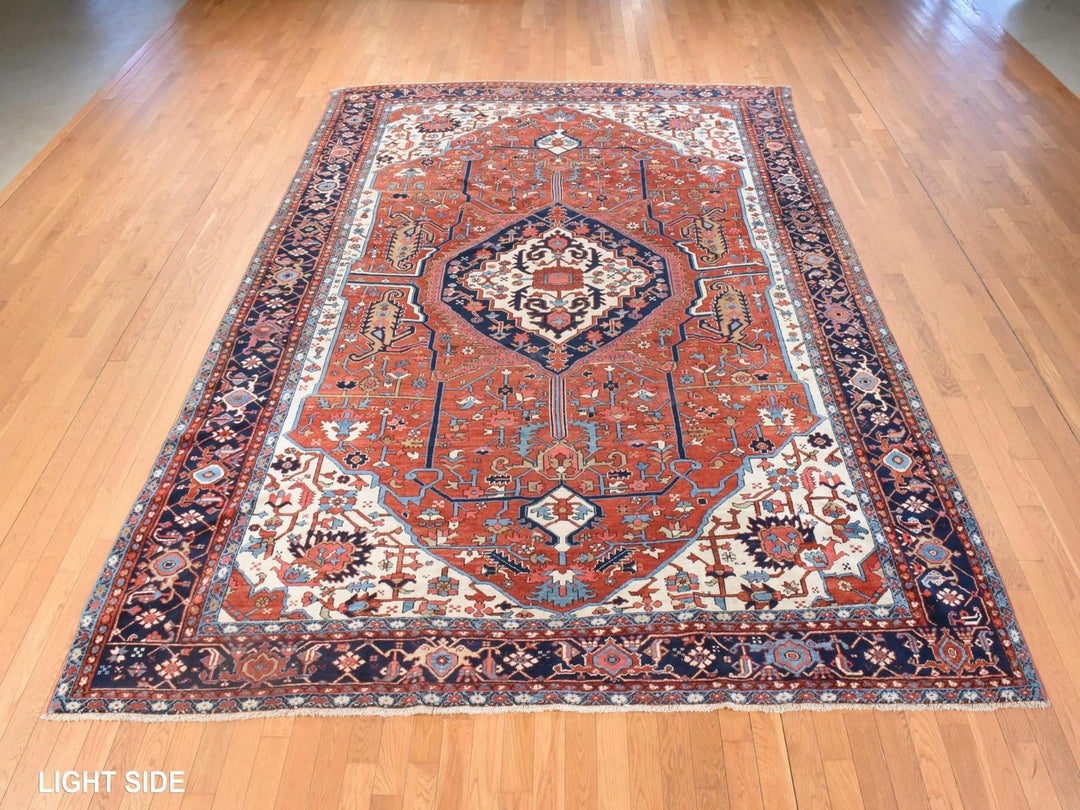 9'3" x 12'3" Vintage Hand Knotted Red Wool Rectangle Oriental Rug - MOA10278638