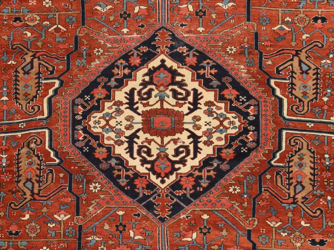 9'3" x 12'3" Vintage Hand Knotted Red Wool Rectangle Oriental Rug - MOA10278638