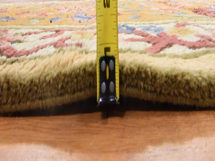 4'4" x 17'4" Vintage Hand Knotted Yellow Wool Runner Oriental Rug - MOA10278639
