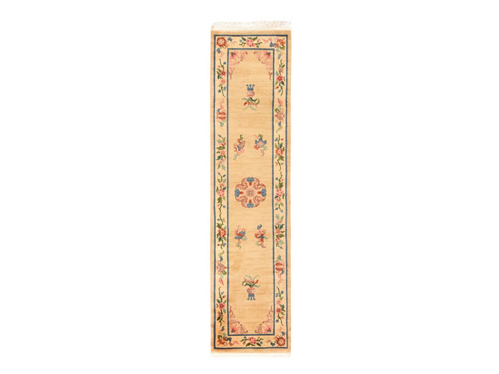 2'3" x 9'5" Vintage Hand Knotted Beige Wool Runner Oriental Rug - MOA10278640