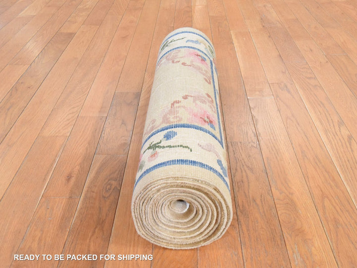 2'3" x 9'5" Vintage Hand Knotted Beige Wool Runner Oriental Rug - MOA10278640