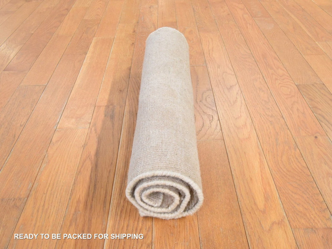 2'1" x 2'10" New Hand Knotted Beige Wool Rectangle Oriental Rug - MOA10278641
