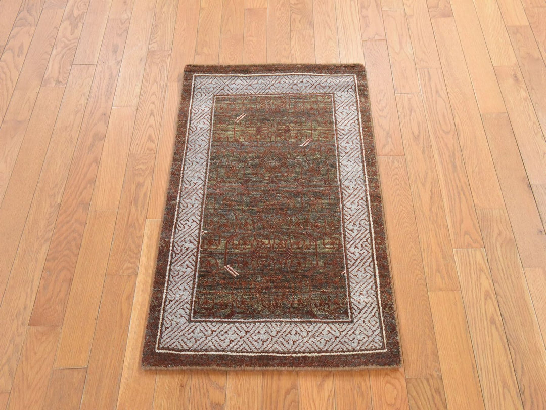2'0" x 3'2" New Hand Knotted Brown Wool Rectangle Oriental Rug - MOA10278645