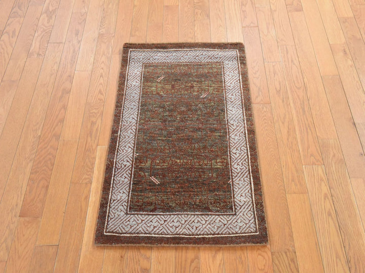 2'0" x 3'2" New Hand Knotted Brown Wool Rectangle Oriental Rug - MOA10278645