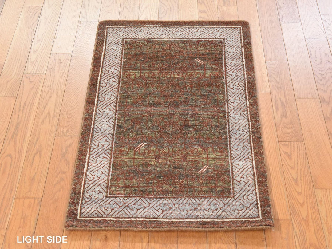 2'0" x 3'2" New Hand Knotted Brown Wool Rectangle Oriental Rug - MOA10278645