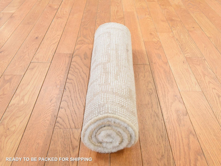 2'0" x 3'0" New Hand Knotted Ivory Wool Rectangle Oriental Rug - MOA10278646