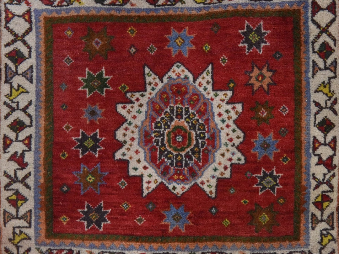1'9" x 6'6" New Hand Knotted Red Wool Runner Oriental Rug - MOA10278648