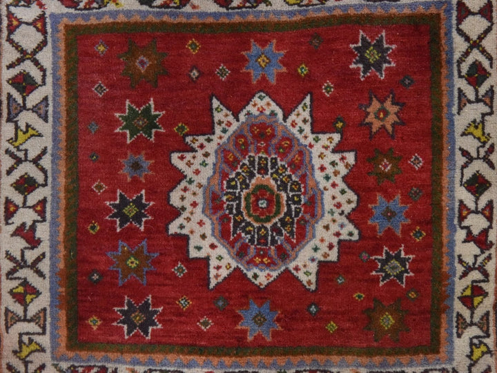 1'9" x 6'6" New Hand Knotted Red Wool Runner Oriental Rug - MOA10278648