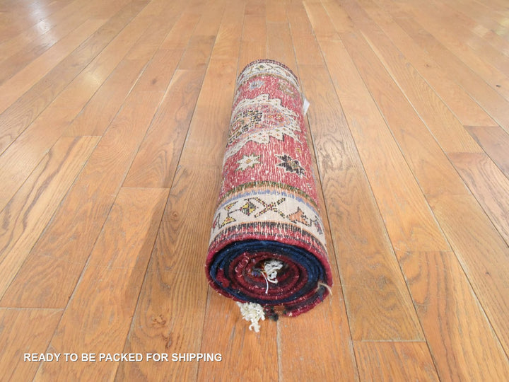 1'9" x 6'6" New Hand Knotted Red Wool Runner Oriental Rug - MOA10278648