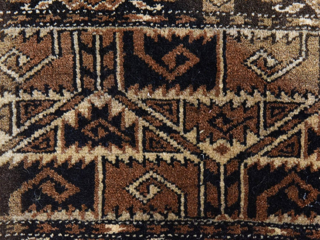 2'3" x 6'6" Vintage Hand Knotted Brown Wool Runner Oriental Rug - MOA10278649