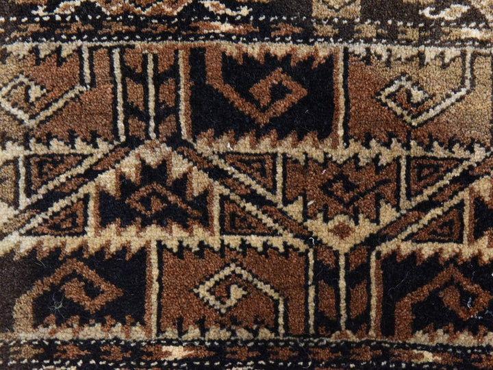 2'3" x 6'6" Vintage Hand Knotted Brown Wool Runner Oriental Rug - MOA10278649